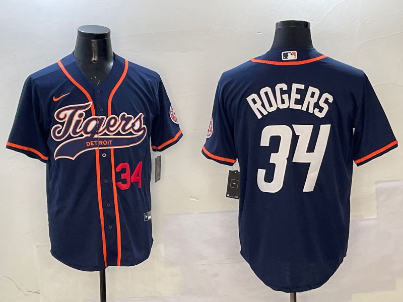 Men Detroit Tigers #34 Rogers Drak Blue Joint Name Game 2025 Nike MLB Jersey style 2